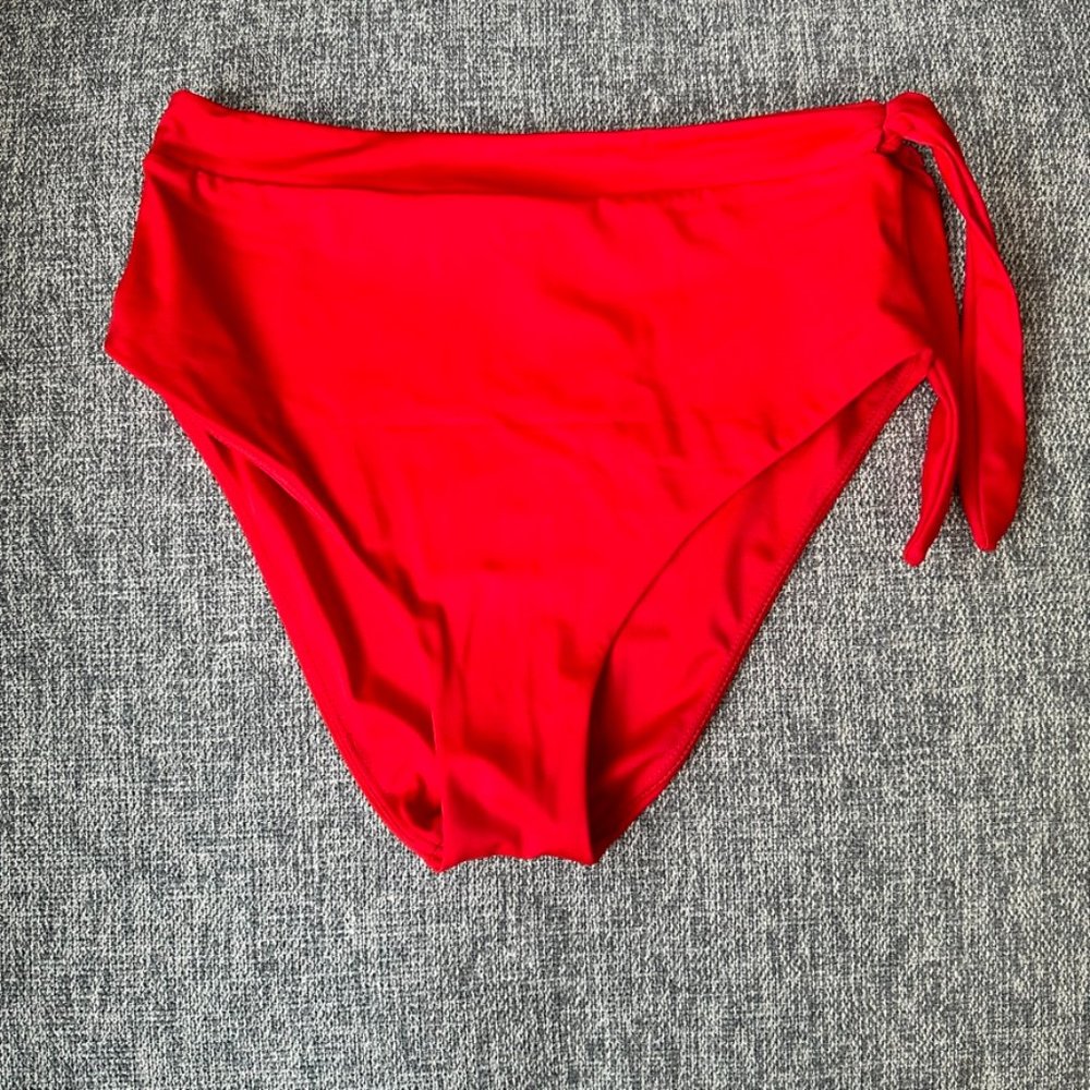 NWT Wild Isles Honey High Waist Swim Bikini Bottoms Red Size 6/8 NEW